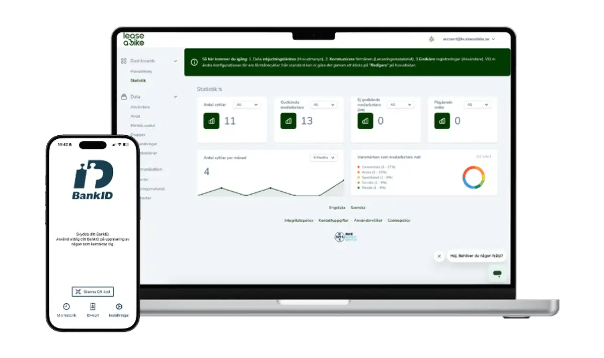 Printscreen från Lease a Bikes portal